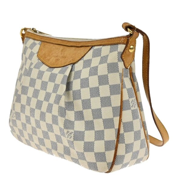 LOUIS VUITTON Siracusa PM Shoulder Bag Damier Azur Leather White - Picture 2 of 15